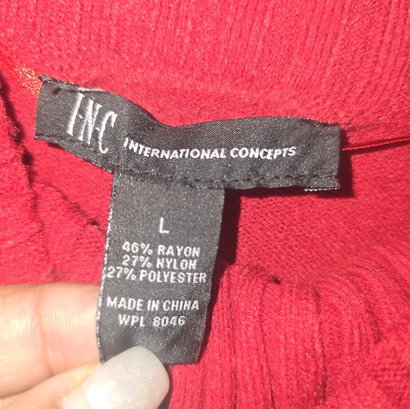 Inc International Concepts Designer Red Ribbon cowl neck - Picture 5 of 11